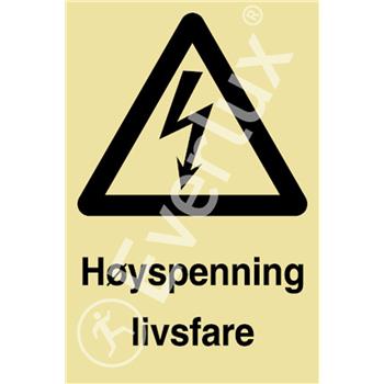 Produktbilde for Høyspenning livsfare + symbol