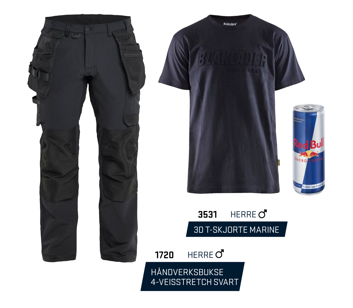 Produktbilde for 1720 Håndverksbukse, 3531 T-shirt +REDBULL Herre