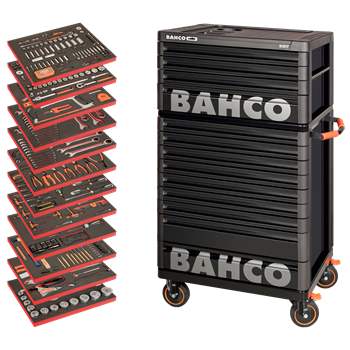 Produktbilde for Bahco verktøyvogn 9+4 skuffer m/12 innlegg (556-deler)