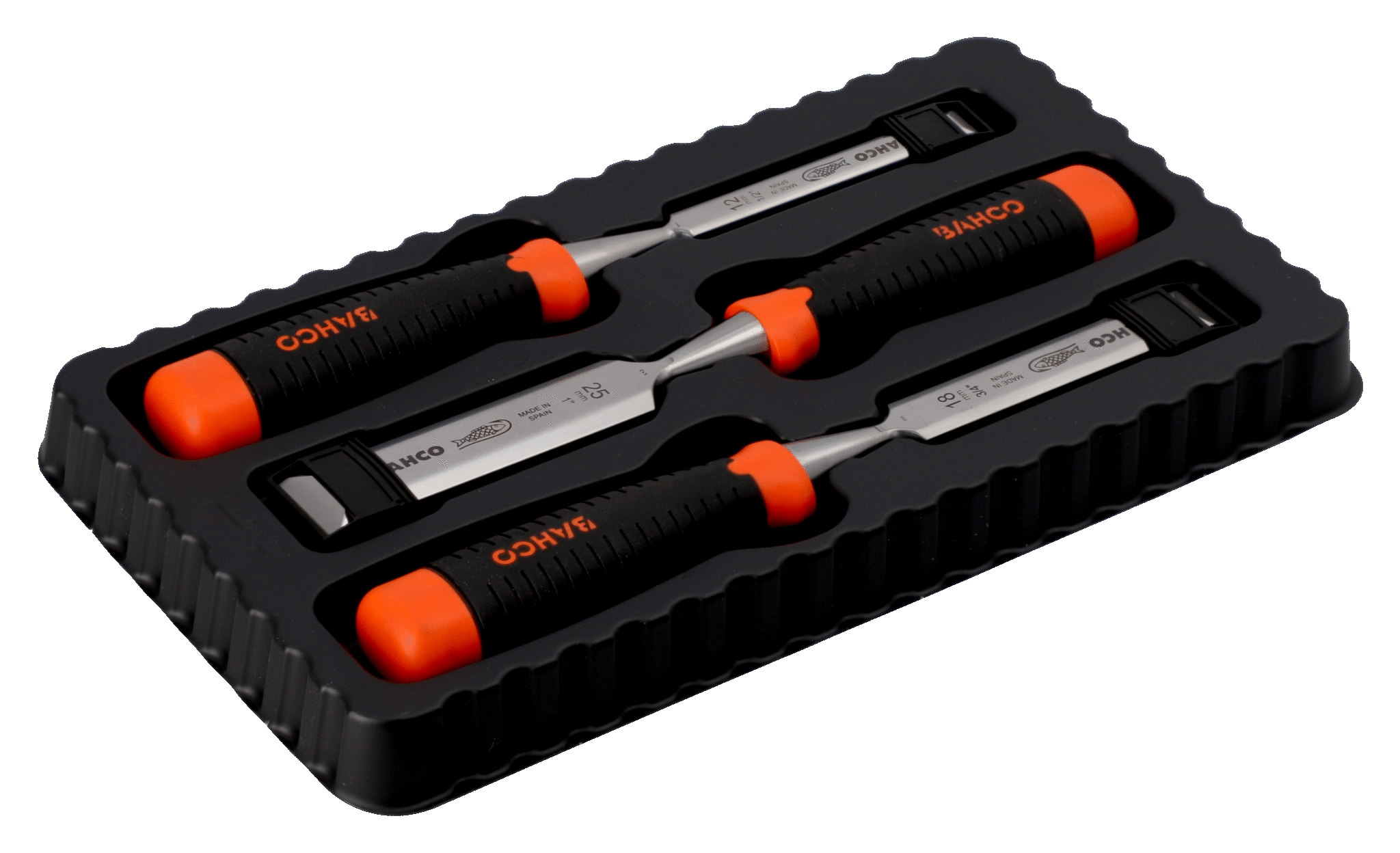 Produktbilde for Bahco ERGO™ splintsikkert huggjernsett 12-18-25mm