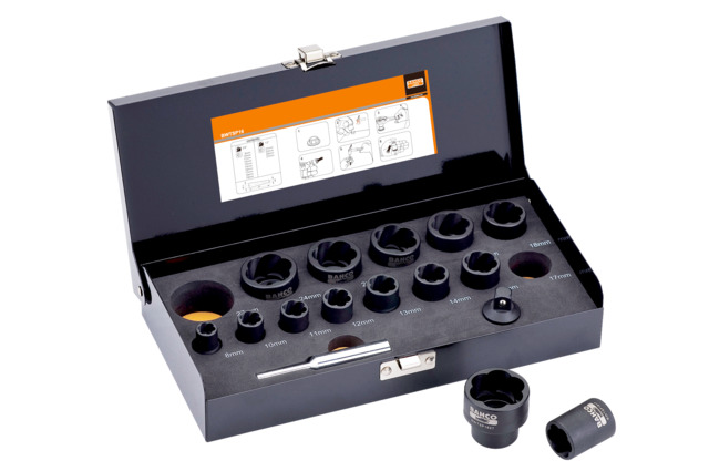 Produktbilde for Bahco 3/8 og 1/2 mutteravtrekkersett 8-27mm 16-deler
