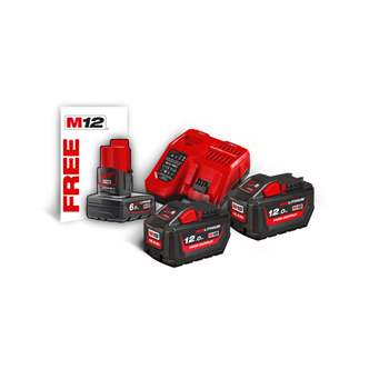 Produktbilde for M18 HNRG122 Batteri og ladesett 2x M18 HB12Ah + 1x M12 B6Ah