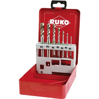 Produktbilde for Ruko maskingjengetappsett M3-M12 7-deler