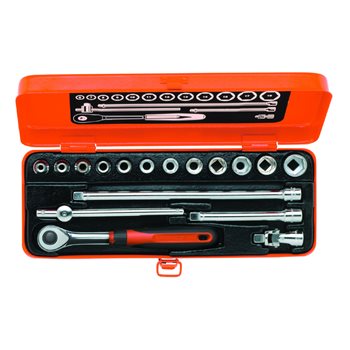 Produktbilde for Bahco 3/8 pipesett 6-19mm 16-deler