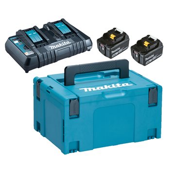 Produktbilde for Makita PowerPack dobbeltlader, 2stk 18V/5,0Ah, koffert