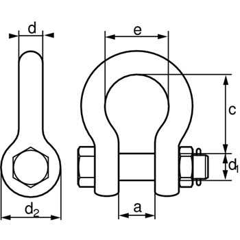 Produktbilde for Sjakkel type H m/ mutterbolt DnV2.7-1 Offshore