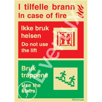 Produktbilde for I tilfelle brann ikke bruk heis... + symbol