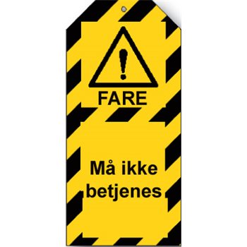 Produktbilde for Tag Fare-må ikke betjenes 75x160mm 10pk